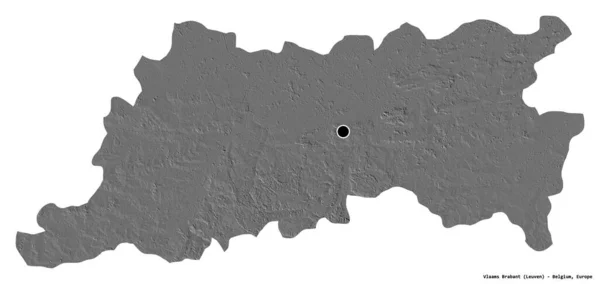 白を背景に首都が孤立しているベルギーの州 ブラバントの形 標高マップ 3Dレンダリング — ストック写真