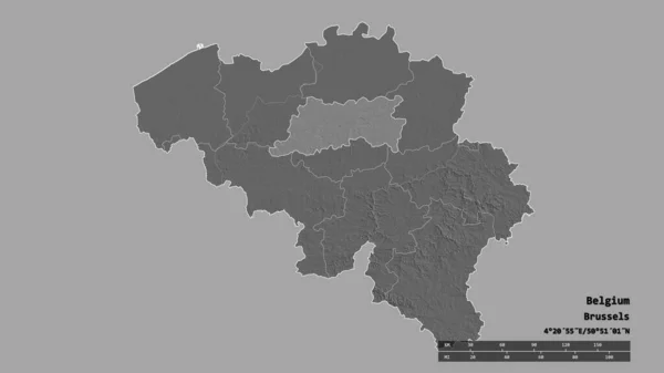 Belgium Kiszáradt Alakja Fővárossal Regionális Részleggel Különválasztott Vlaams Brabant Területtel — Stock Fotó