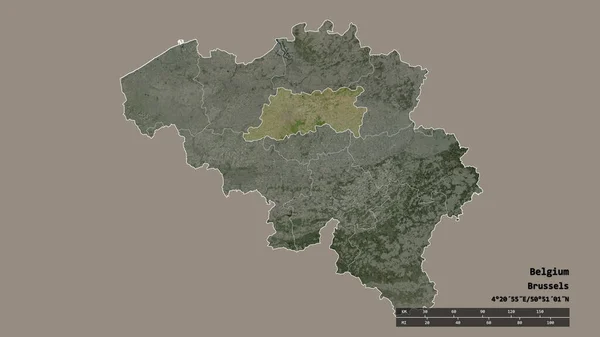 Belgium Kiszáradt Alakja Fővárossal Regionális Részleggel Különválasztott Vlaams Brabant Területtel — Stock Fotó