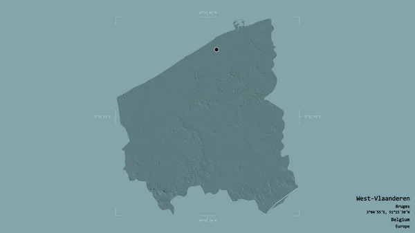 Территория Западно Влаандерен Провинция Бельгии Изолирована Твердом Фоне Геореференцированной Граничной — стоковое фото