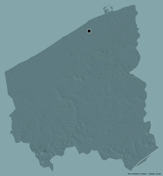 比利时省西弗罗德伦的形状 其首都以纯色背景隔离 彩色高程图 3D渲染 — 图库照片