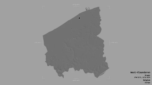 Area West Vlaanderen Province Belgium Isolated Solid Background Georeferenced Bounding — Stock Photo, Image