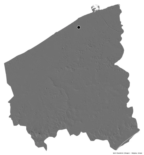 Форма Западно Влаандерена Провинция Бельгия Столицей Изолированной Белом Фоне Карта — стоковое фото