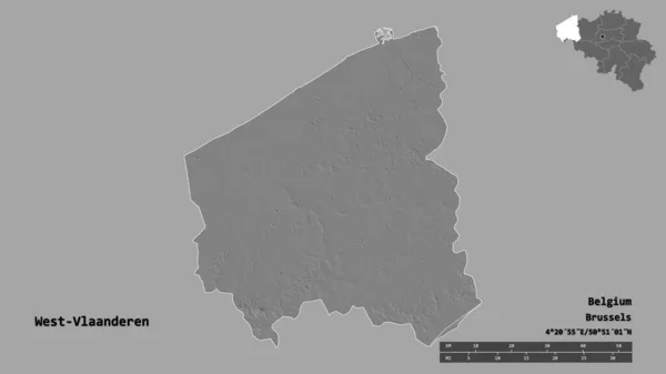 Forma West Vlaanderen Província Bélgica Com Sua Capital Isolada Fundo — Fotografia de Stock