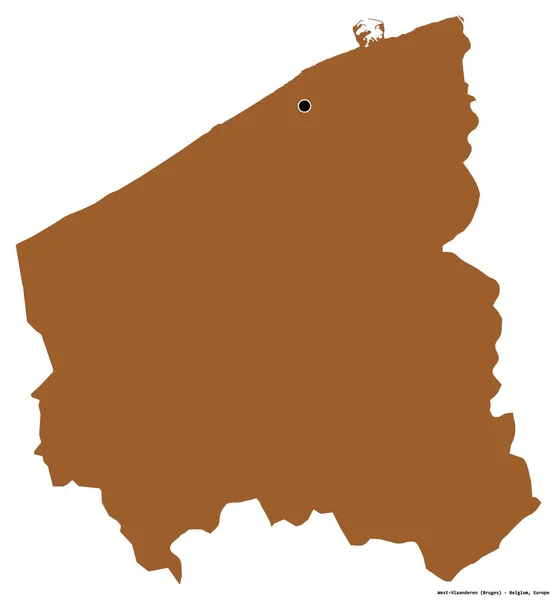 Форма Западно Влаандерена Провинция Бельгия Столицей Изолированной Белом Фоне Состав — стоковое фото
