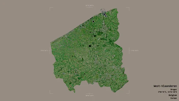 Oblast West Vlaanderen Provincie Belgie Izolovaná Pevném Pozadí Georeferenčním Hraničním — Stock fotografie