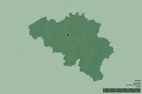 Zona Bélgica Aislada Sobre Fondo Sólido Una Caja Delimitadora Georeferenciada —  Fotos de Stock