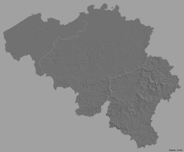 Form Belgien Med Sin Huvudstad Isolerad Solid Färg Bakgrund Höjdkarta — Stockfoto