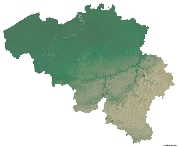 Форма Бельгії Столицею Ізольованою Білому Тлі Карта Рельєфу Візуалізація — стокове фото
