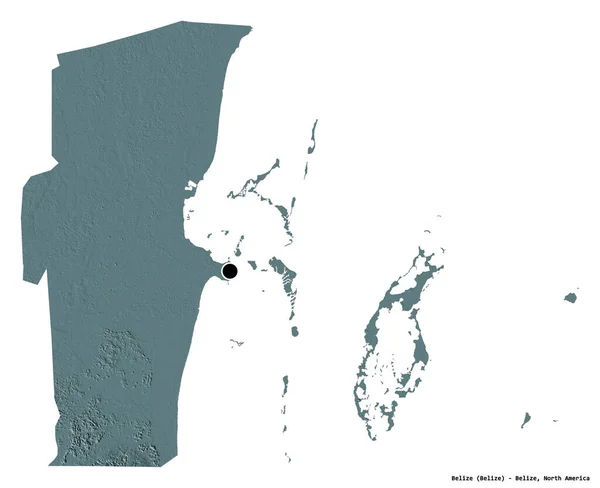 Форма Белиза Район Белиза Столицей Изолированной Белом Фоне Цветная Карта — стоковое фото