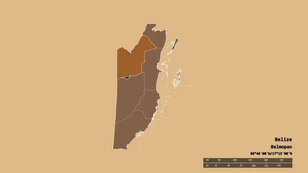 Forma Desnaturalizada Belice Con Capital División Regional Principal Zona Separada —  Fotos de Stock