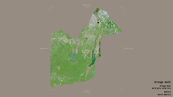 Area Orange Walk District Belize Isolated Solid Background Georeferenced Bounding — Stock Photo, Image