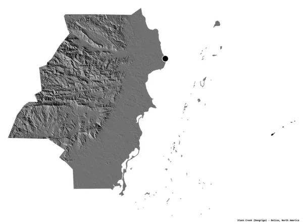 Vorm Van Stann Creek District Van Belize Met Hoofdstad Geïsoleerd — Stockfoto