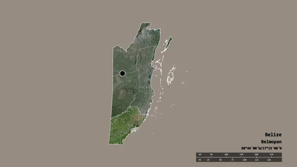 Forma Dessaturada Belize Com Sua Capital Principal Divisão Regional Área — Fotografia de Stock