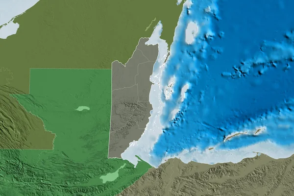 Área Estendida Belize Com Contorno País Fronteiras Internacionais Regionais Mapa — Fotografia de Stock