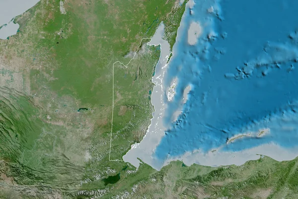 Uitgebreid Gebied Van Geschetst Belize Satellietbeelden Weergave — Stockfoto