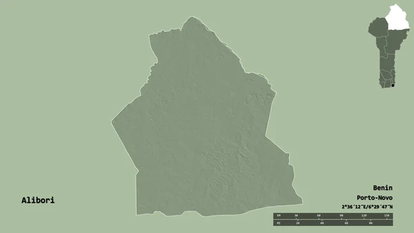 Форма Аліборі Департамент Бенін Своєю Столицею Ізольованою Твердому Тлі Масштаб — стокове фото