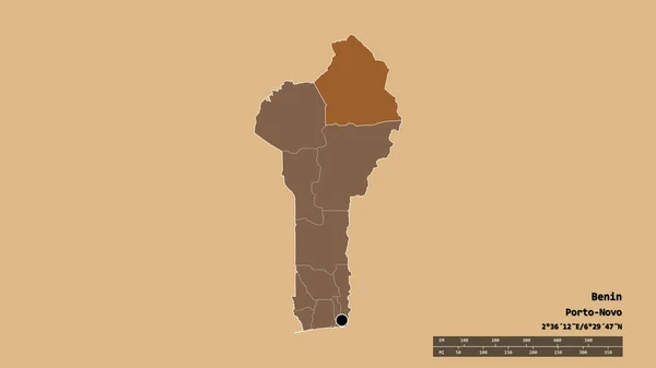 Forma Dessaturada Benim Com Sua Capital Principal Divisão Regional Área — Fotografia de Stock