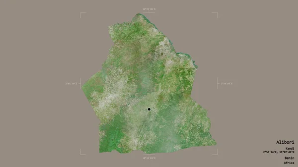 Район Алибори Департамент Бенин Изолирован Твердом Фоне Геометрической Коробке Метки — стоковое фото
