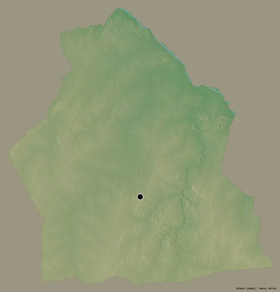 ベニン省のアリ堀の形は その首都がしっかりとした色の背景に隔離されています 地形図 3Dレンダリング — ストック写真