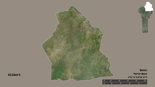 Форма Алибори Департамент Бенин Столицей Изолированы Прочном Фоне Дистанционный Масштаб — стоковое фото