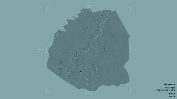 Area Atakora Department Benin Isolated Solid Background Georeferenced Bounding Box — Stock Photo, Image