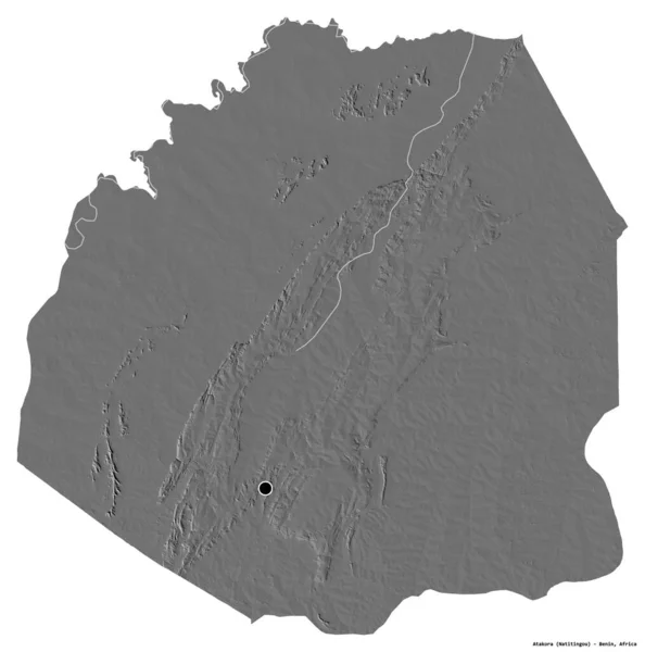 Форма Атакора Департамент Бенин Столицей Изолированы Белом Фоне Карта Рельефа — стоковое фото