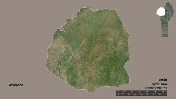 Shape Atakora Department Benin Its Capital Isolated Solid Background Distance — Stock Photo, Image