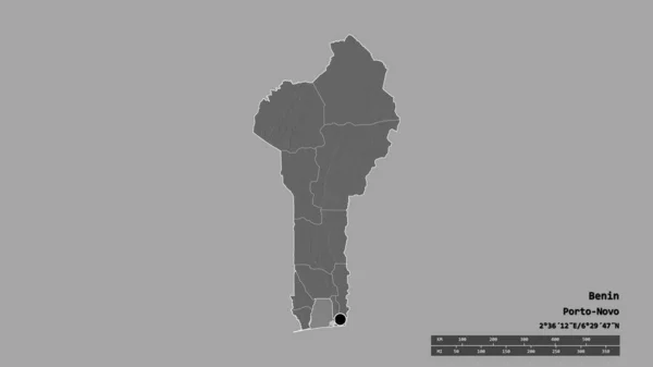 Forma Desolata Del Benin Con Sua Capitale Principale Divisione Regionale — Foto Stock