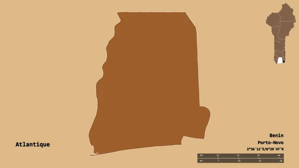 Form Atlantique Afdeling Benin Med Sin Hovedstad Isoleret Solid Baggrund - Stock-foto