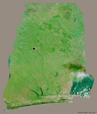 Atlantique 'in şekli, Benin Bölümü, sermayesi katı renk arka planında izole edilmiş. Uydu görüntüleri. 3B görüntüleme