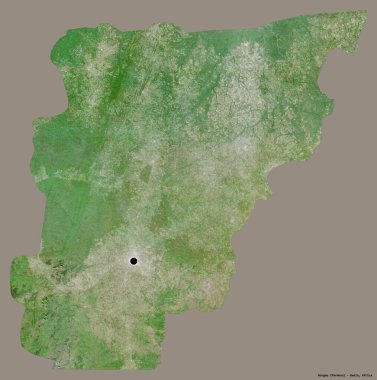 Borgou 'nun şekli, Benin Bölümü, sermayesi katı renk arka planında izole edilmiş. Uydu görüntüleri. 3B görüntüleme