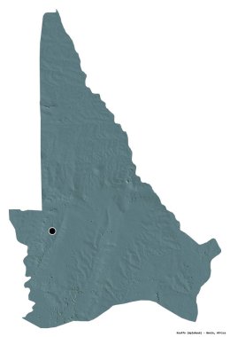 Beyaz arka planda başkenti izole edilmiş Benin Bölümü, Kouffo 'nun şekli. Renkli yükseklik haritası. 3B görüntüleme