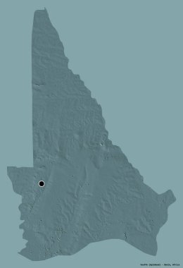 Kouffo 'nun şekli, Benin Bölümü, sermayesi katı renk arkaplanı ile izole edilmiş. Renkli yükseklik haritası. 3B görüntüleme