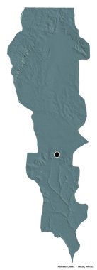 Platonun şekli, Benin Bölümü, başkenti beyaz arka planda izole edilmiş. Renkli yükseklik haritası. 3B görüntüleme