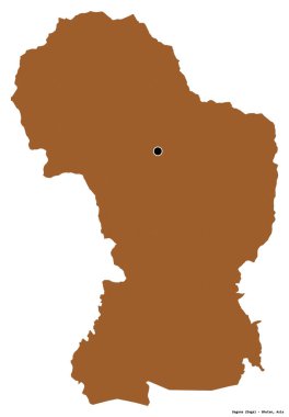 Bhutan 'ın başkenti Dagana' nın beyaz arka planda izole edilmiş hali. Desenli dokuların bileşimi. 3B görüntüleme