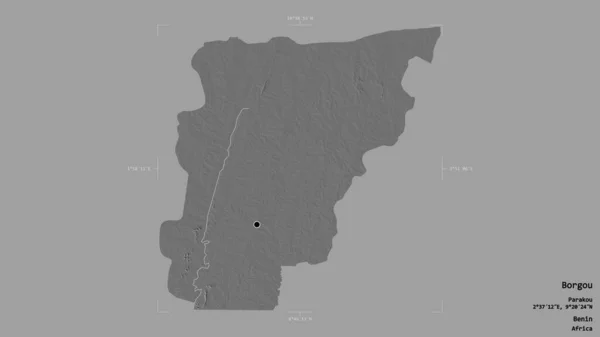 Oblast Borgou Departement Benin Izolovaná Pevném Pozadí Georeferencované Hraniční Oblasti — Stock fotografie