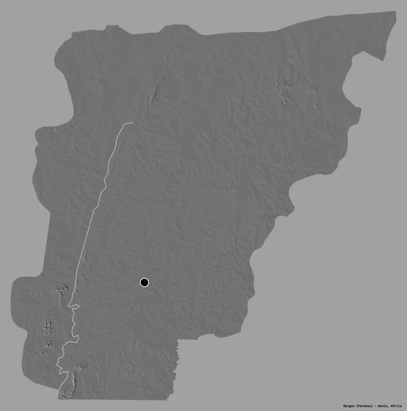 Форма Borgou Департамент Бенин Столицей Изолированы Прочном Цветном Фоне Карта — стоковое фото