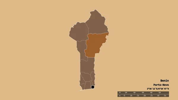 Forma Desnaturalizada Benín Con Capital División Regional Principal Zona Separada — Foto de Stock