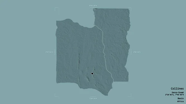 베냉의 콜라인 은지층이 배경에 고립되어 있었다 라벨이요 지형도 렌더링 — 스톡 사진