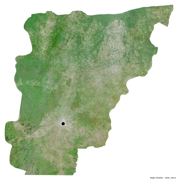 贝宁省博尔古的形状 首都被白色背景隔离 卫星图像 3D渲染 — 图库照片
