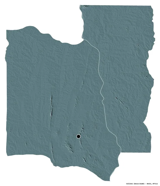 베냉의 콜라인의 모양과 수도는 백인들의 배경에 고립되어 지형도 렌더링 — 스톡 사진