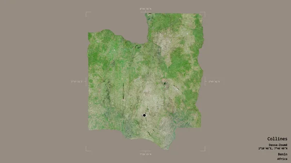 Area Collines Department Benin Isolated Solid Background Georeferenced Bounding Box — Stock Photo, Image