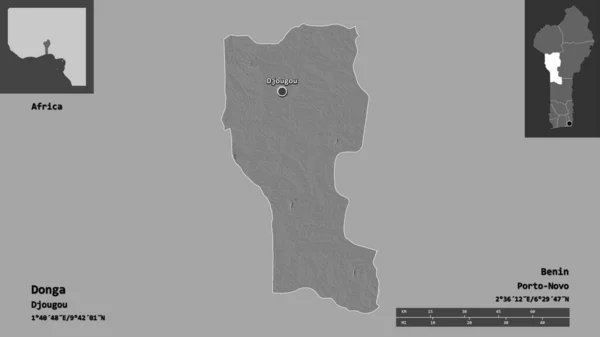 Form Von Donga Departement Benin Und Seiner Hauptstadt Entfernungsskala Vorschau — Stockfoto