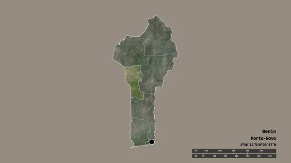 贝宁以首都 主要地区分部和分离的Donga地区为首都的经济形势严峻 卫星图像 3D渲染 — 图库照片