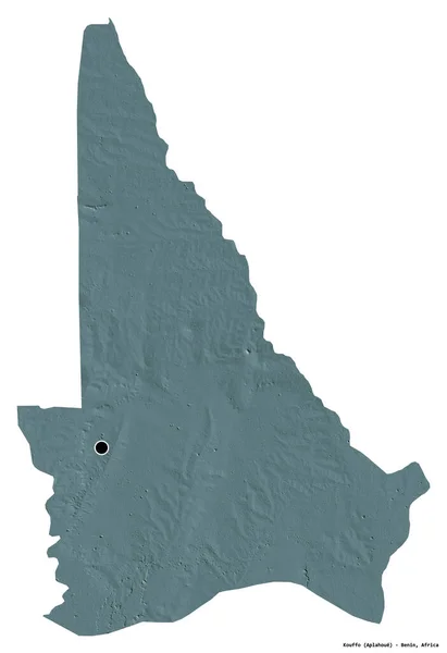 Forma Kouffo Departamento Benín Con Capital Aislada Sobre Fondo Blanco —  Fotos de Stock