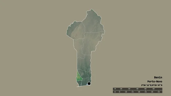 Forma Dessaturada Benim Com Sua Capital Principal Divisão Regional Área — Fotografia de Stock