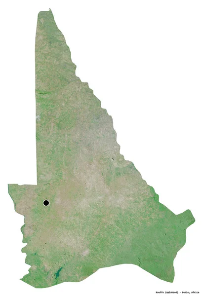 Form Kouffo Departementet Benin Med Huvudstaden Isolerad Vit Bakgrund Satellitbilder — Stockfoto