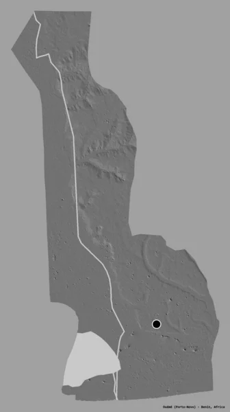 贝宁省乌梅的形状 首都被隔离在纯色的背景下 Bilevel高程图 3D渲染 — 图库照片