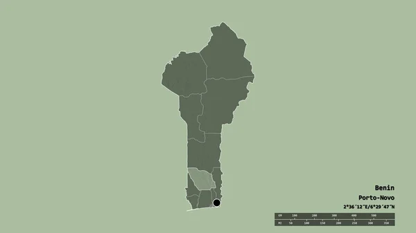 Forma Dessaturada Benim Com Sua Capital Principal Divisão Regional Área — Fotografia de Stock